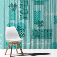 Vintage Lapita Window Curtain Iconic Double Face Pattern Turquoise LT05 - Polynesian Pride
