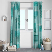 Vintage Lapita Window Curtain Iconic Double Face Pattern Turquoise LT05 - Polynesian Pride