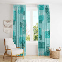 Vintage Lapita Window Curtain Iconic Double Face Pattern Turquoise LT05 - Polynesian Pride