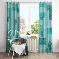 Vintage Lapita Window Curtain Iconic Double Face Pattern Turquoise LT05 - Polynesian Pride