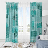 Vintage Lapita Window Curtain Iconic Double Face Pattern Turquoise LT05 - Polynesian Pride