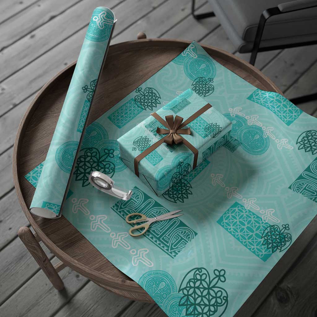 Vintage Lapita Wrapping Paper Iconic Double Face Pattern Turquoise LT05 - Polynesian Pride