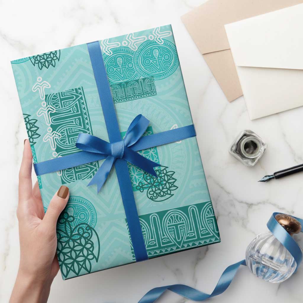 Vintage Lapita Wrapping Paper Iconic Double Face Pattern Turquoise LT05 - Polynesian Pride