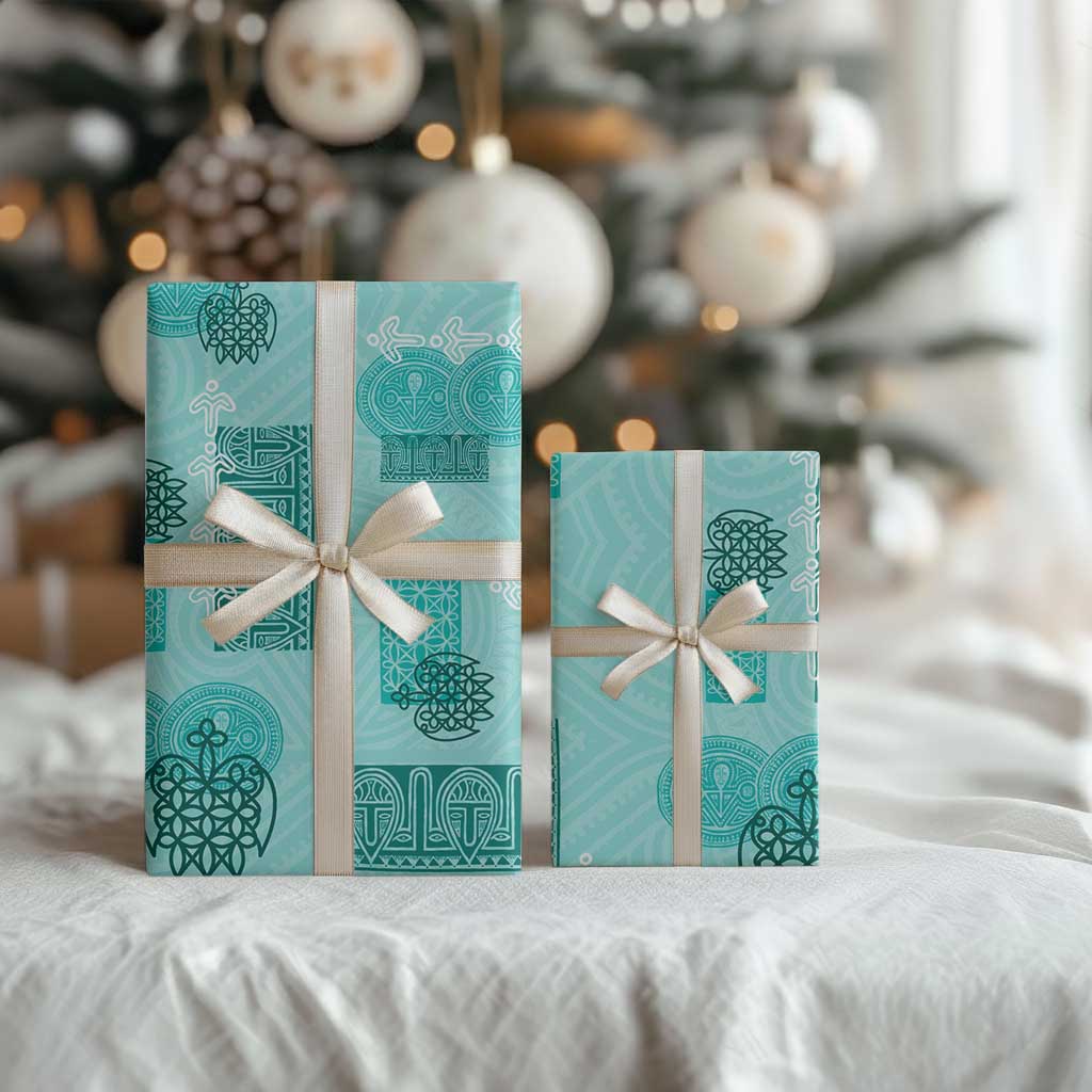 Vintage Lapita Wrapping Paper Iconic Double Face Pattern Turquoise LT05 - Polynesian Pride