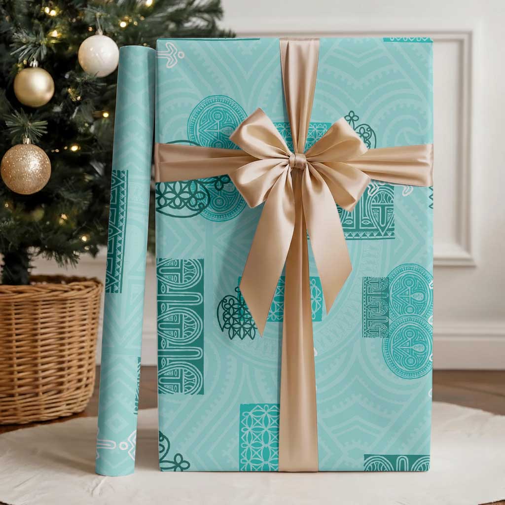 Vintage Lapita Wrapping Paper Iconic Double Face Pattern Turquoise LT05 - Polynesian Pride