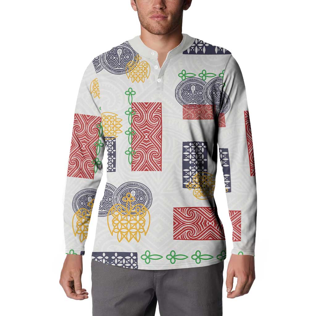 Vintage Lapita Button Sweatshirt Iconic Double Face Pattern LT05 - Polynesian Pride