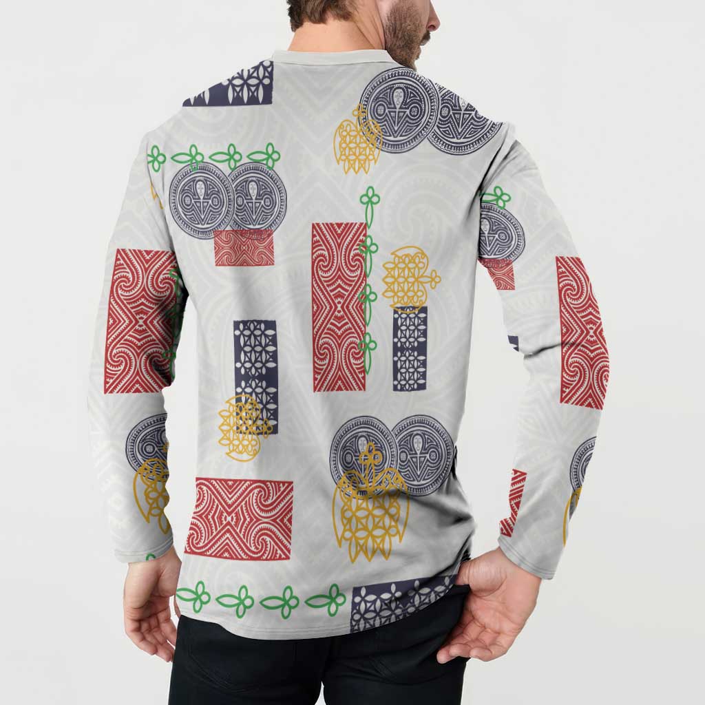Vintage Lapita Button Sweatshirt Iconic Double Face Pattern LT05 - Polynesian Pride