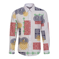 Vintage Lapita Long Sleeve Button Shirt Iconic Double Face Pattern LT05 Unisex Colorful - Polynesian Pride