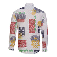 Vintage Lapita Long Sleeve Button Shirt Iconic Double Face Pattern LT05 - Polynesian Pride