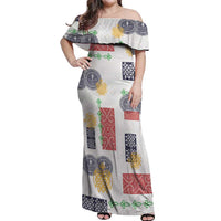 Vintage Lapita Off Shoulder Maxi Dress Iconic Double Face Pattern LT05 Women Colorful - Polynesian Pride