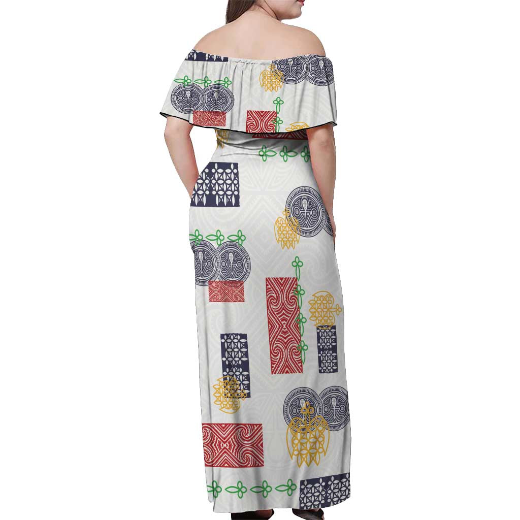 Vintage Lapita Off Shoulder Maxi Dress Iconic Double Face Pattern LT05 - Polynesian Pride