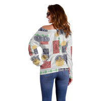 Vintage Lapita Off Shoulder Sweater Iconic Double Face Pattern LT05 - Polynesian Pride