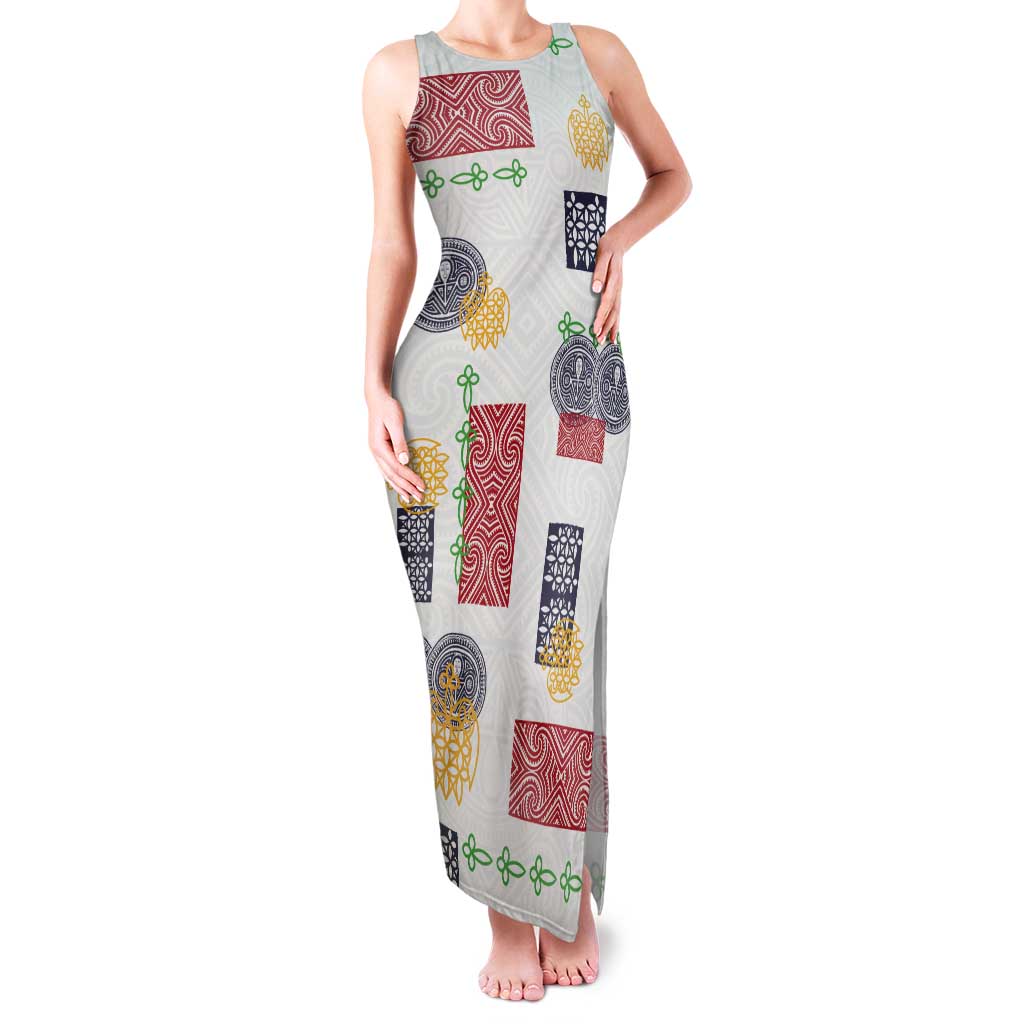 Vintage Lapita Tank Maxi Dress Iconic Double Face Pattern LT05 Women Colorful - Polynesian Pride