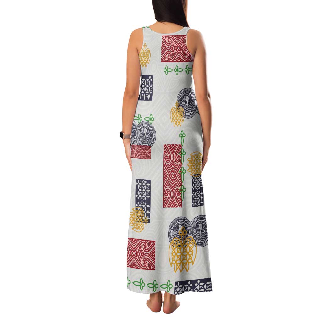 Vintage Lapita Tank Maxi Dress Iconic Double Face Pattern LT05 - Polynesian Pride
