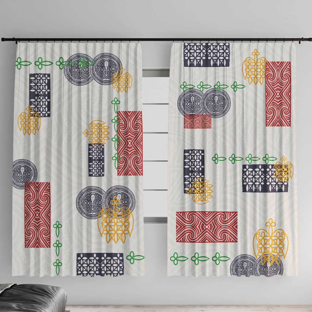Vintage Lapita Window Curtain Iconic Double Face Pattern LT05 With Hooks Colorful - Polynesian Pride