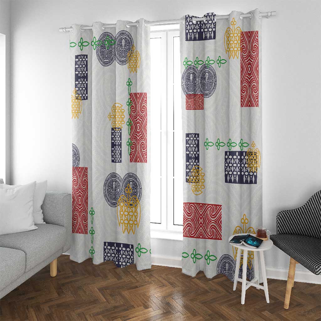 Vintage Lapita Window Curtain Iconic Double Face Pattern LT05 With Grommets Colorful - Polynesian Pride