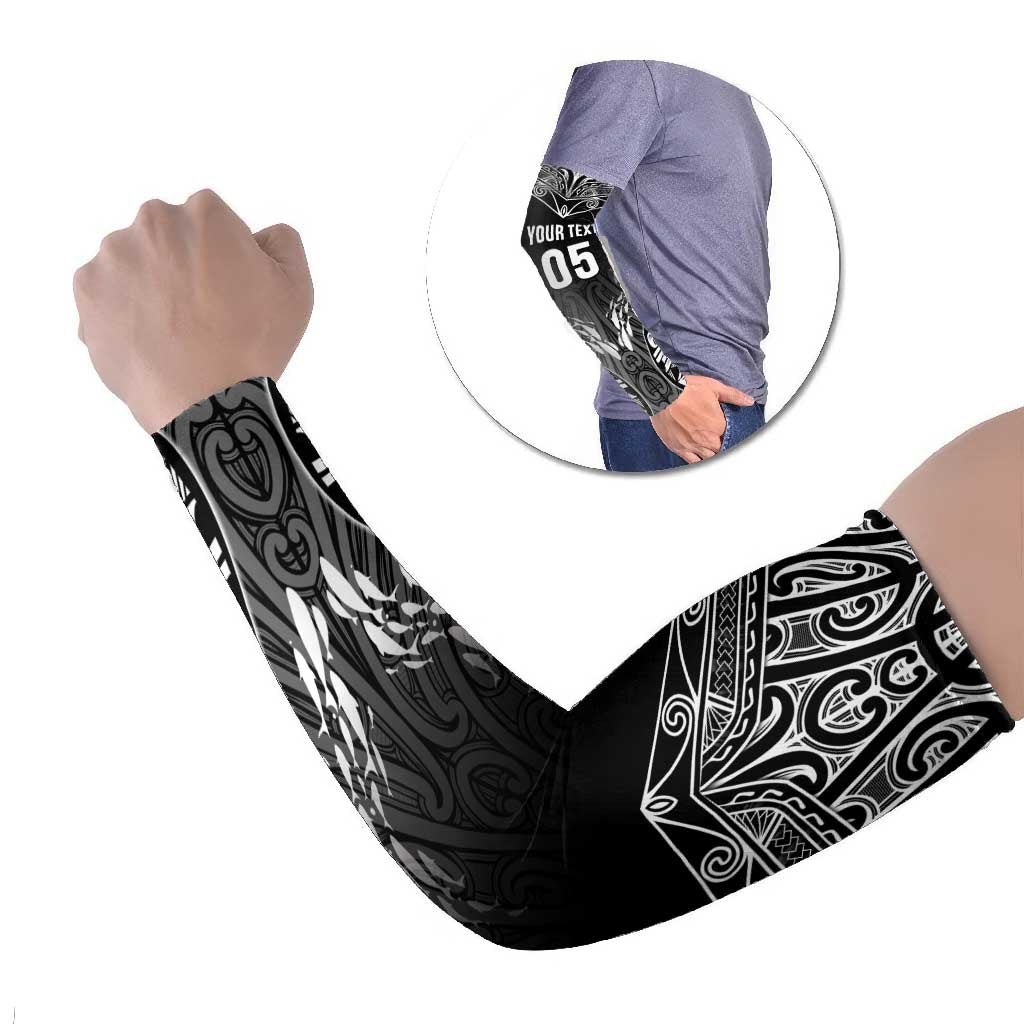 Custom New Zealand Fishing Arm Sleeves - Aotearoa Maori Koru LT05 Set of 2 Black - Polynesian Pride