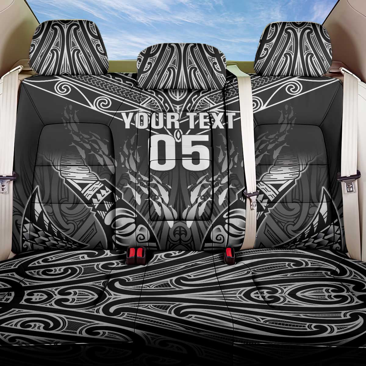 Custom New Zealand Fishing Back Car Seat Cover Aotearoa Maori Koru LT05 One Size Black - Polynesian Pride