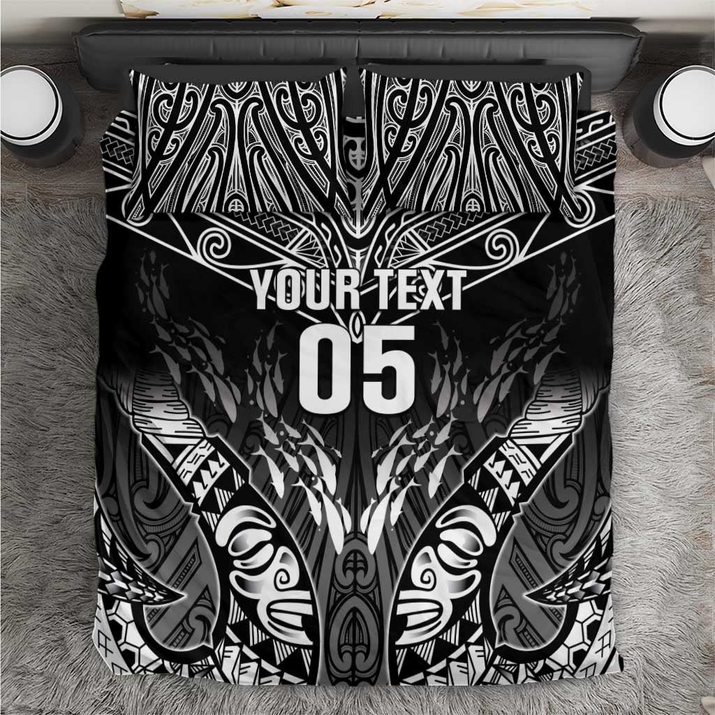 Custom New Zealand Fishing Bedding Set Aotearoa Maori Koru LT05 Black - Polynesian Pride