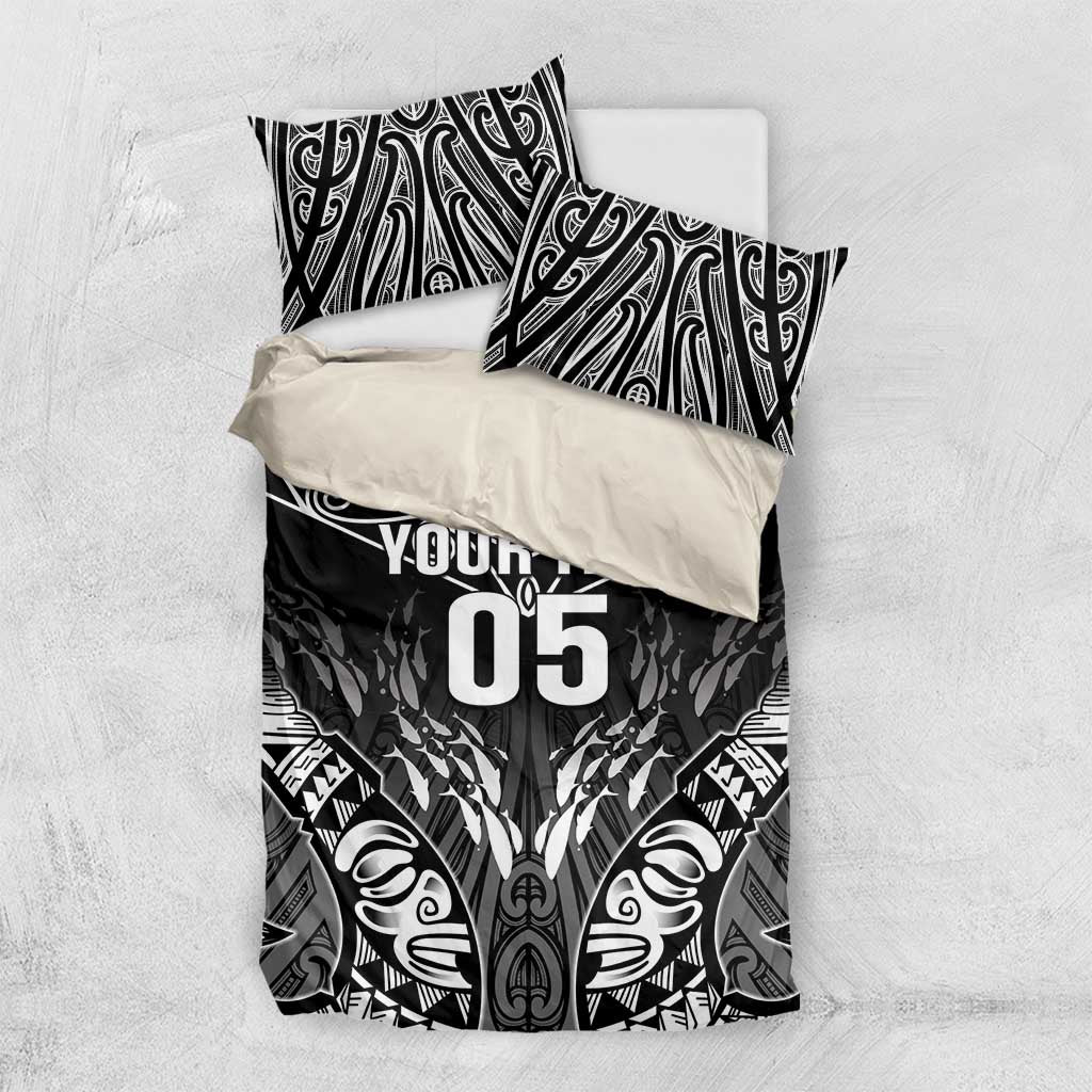 Custom New Zealand Fishing Bedding Set Aotearoa Maori Koru LT05 US Twin 172cm x 218cm Black - Polynesian Pride