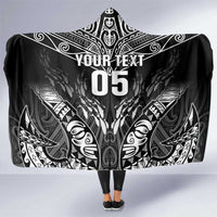 Custom New Zealand Fishing Hooded Blanket Aotearoa Maori Koru LT05 One Size Black - Polynesian Pride