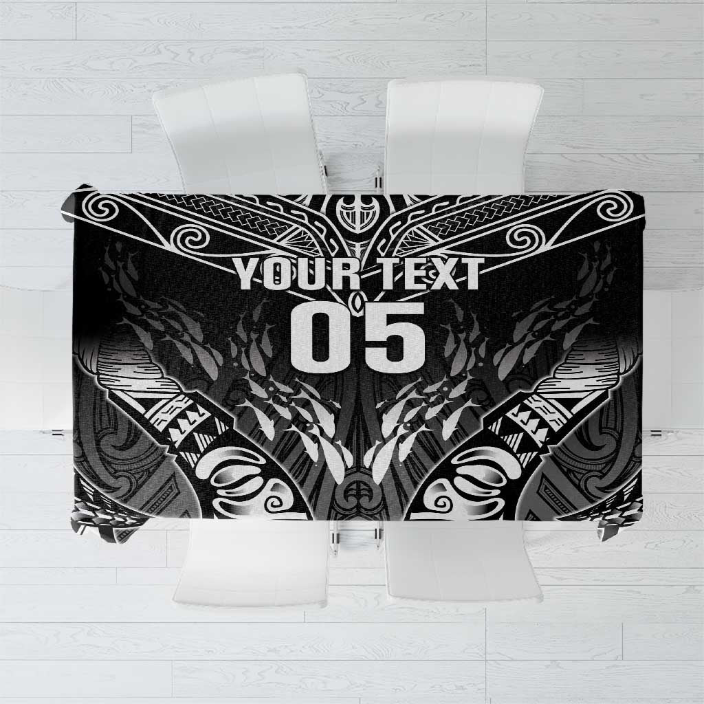 Custom New Zealand Fishing Tablecloth Aotearoa Maori Koru LT05 Black - Polynesian Pride