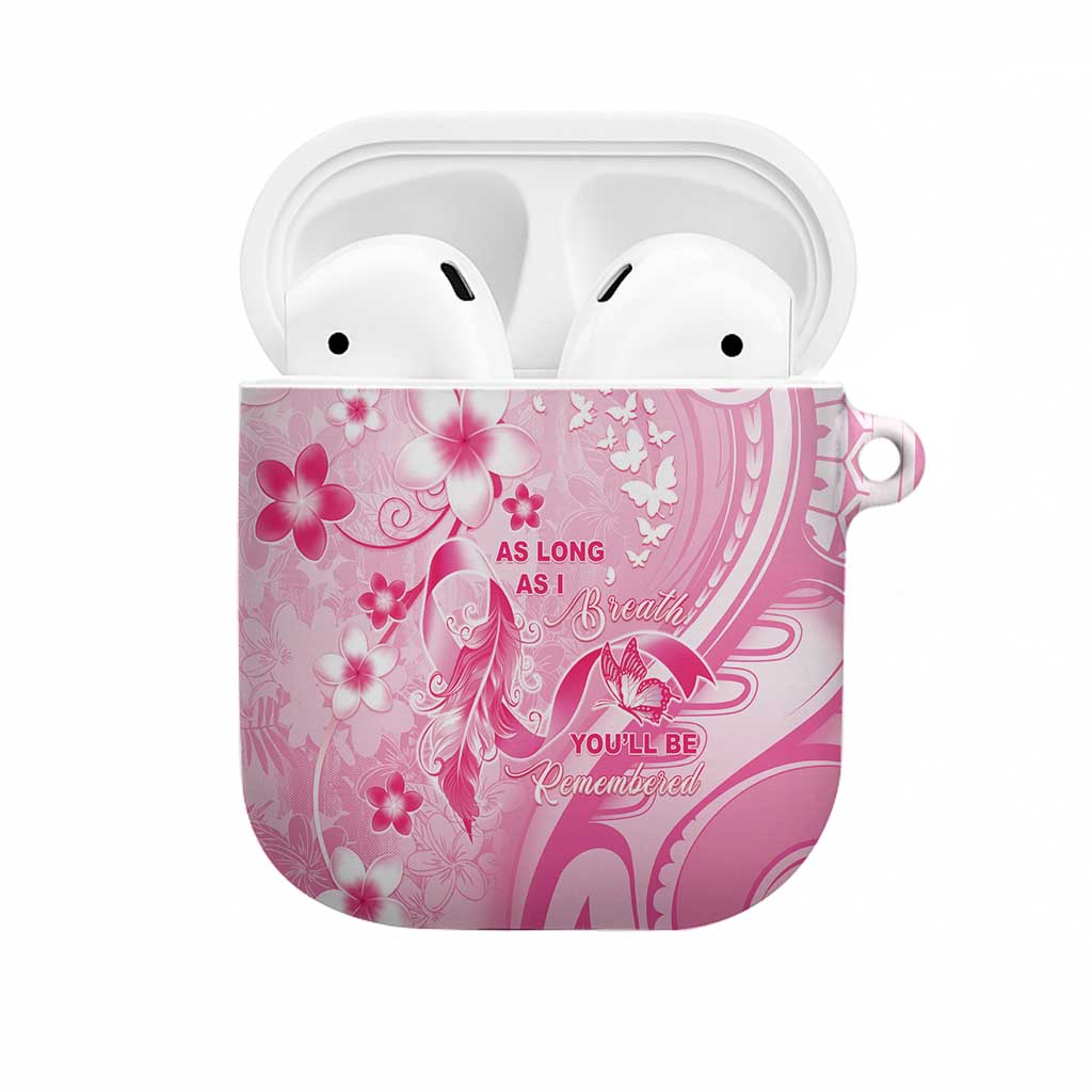 Memorial Pink Breast Cancer Awareness AirPods Case Plumeria Floral Tribal Pattern LT05 Pink - Polynesian Pride