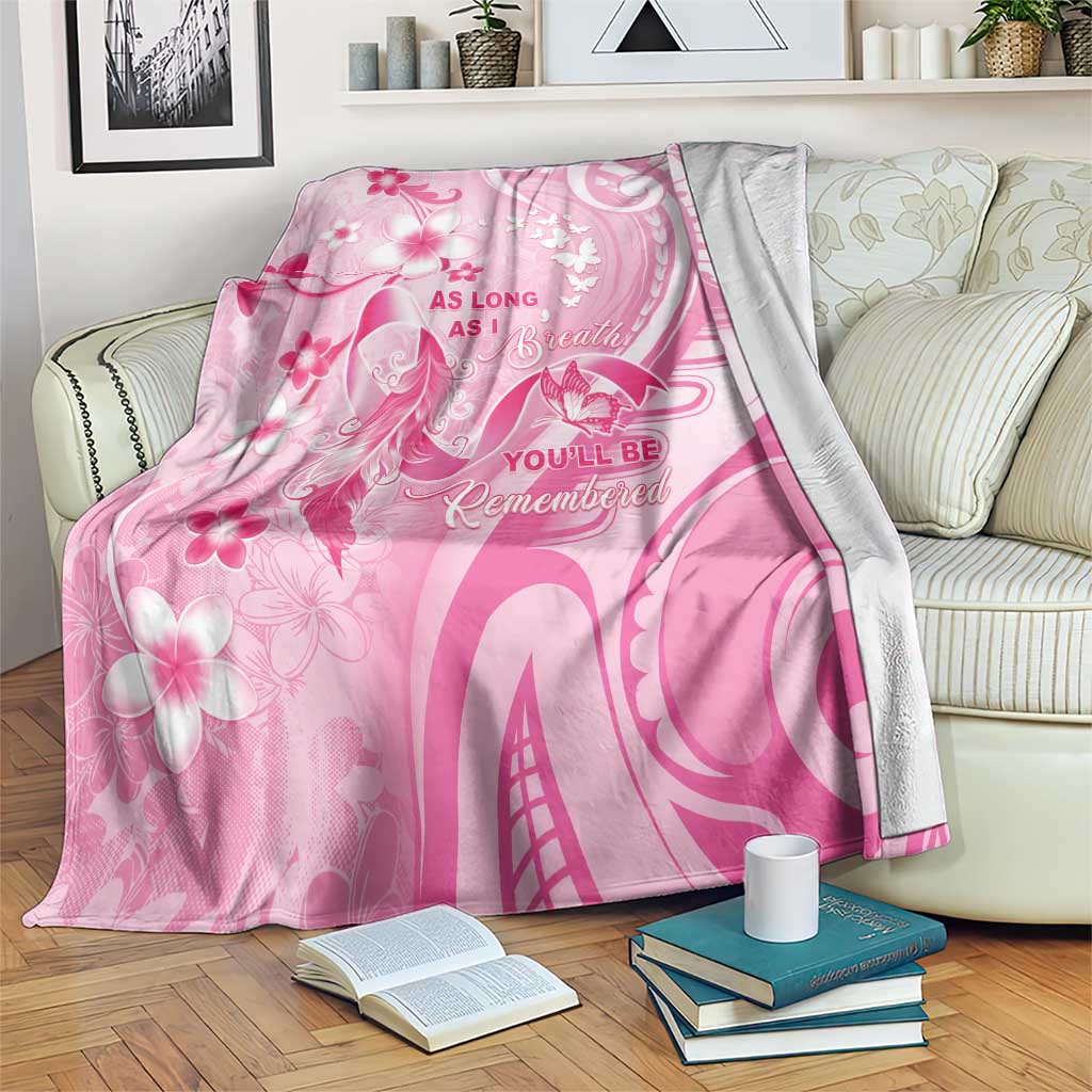 Memorial Pink Breast Cancer Awareness Blanket Plumeria Floral Tribal Pattern LT05 Pink - Polynesian Pride