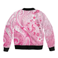 Personalised Memorial Pink Breast Cancer Awareness Bomber Jacket Plumeria Floral Tribal Pattern LT05 - Polynesian Pride