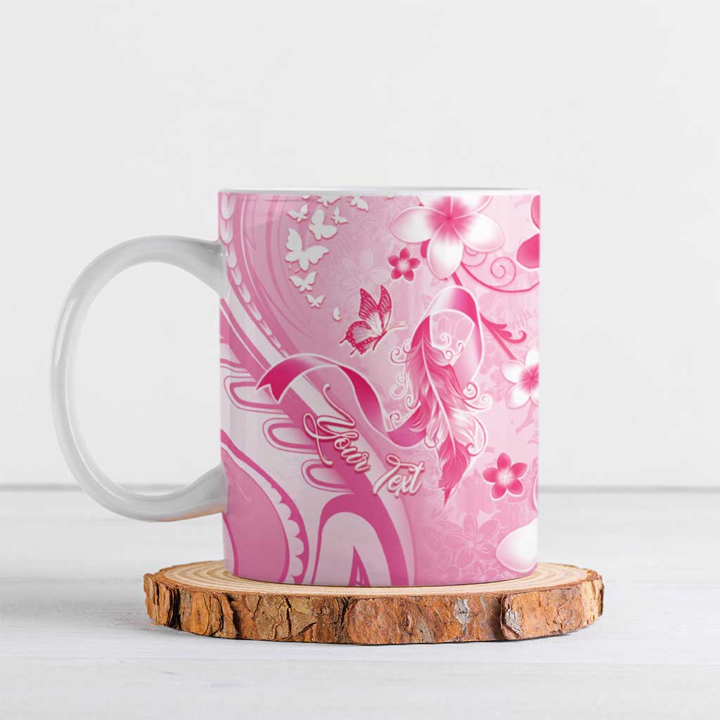 Personalised Memorial Pink Breast Cancer Awareness Ceramic Mug Plumeria Floral Tribal Pattern LT05 Pink - Polynesian Pride