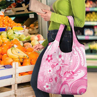 Memorial Pink Breast Cancer Awareness Grocery Bag Plumeria Floral Tribal Pattern LT05 - Polynesian Pride