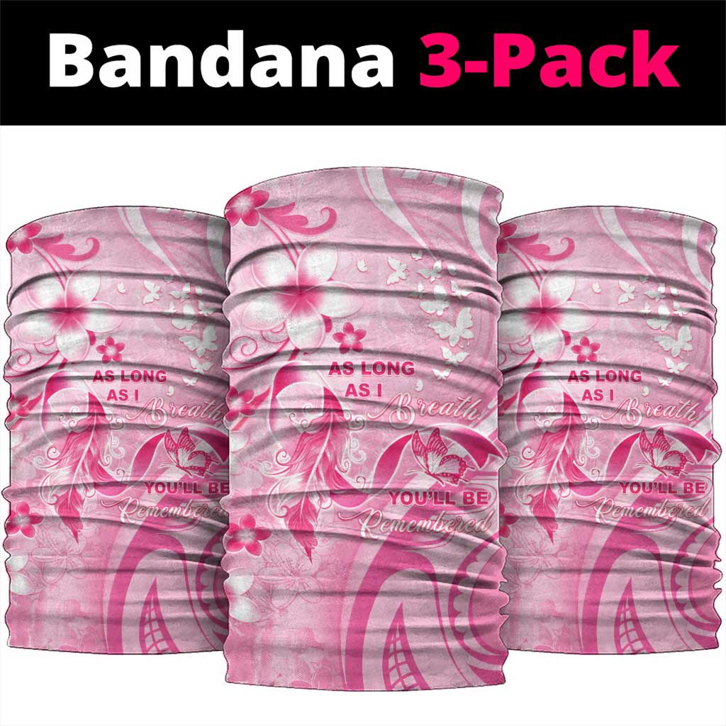 Memorial Pink Breast Cancer Awareness Neck Gaiter Plumeria Floral Tribal Pattern LT05 package One Size: 25*50cm Pink - Polynesian Pride