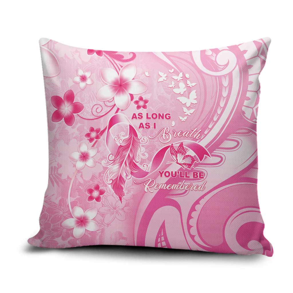 Memorial Pink Breast Cancer Awareness Pillow Cover Plumeria Floral Tribal Pattern LT05 Pink - Polynesian Pride