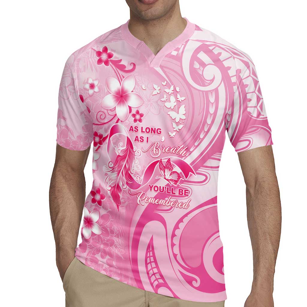 Personalised Memorial Pink Breast Cancer Awareness Rugby Jersey Plumeria Floral Tribal Pattern LT05 - Polynesian Pride