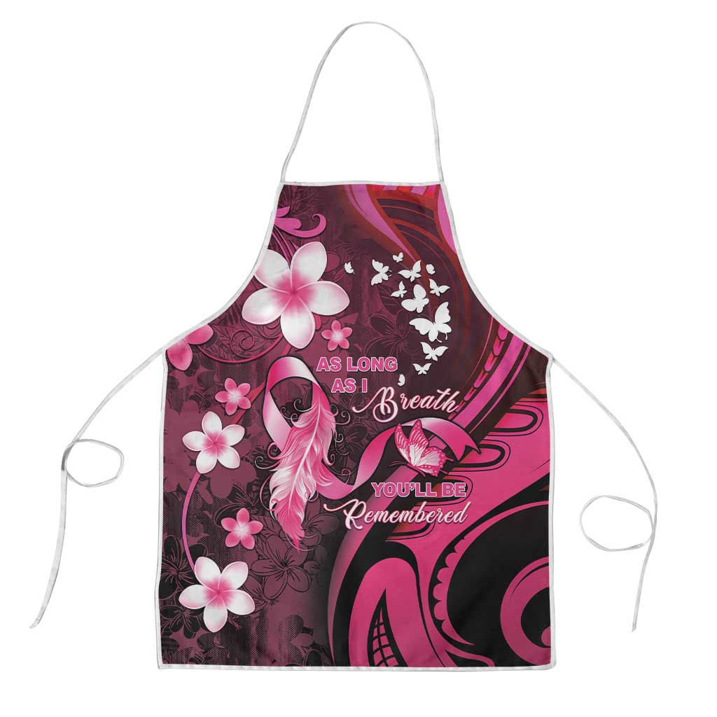 Memorial Breast Cancer Awareness Apron Plumeria Floral Tribal Pattern LT05 Black - Polynesian Pride