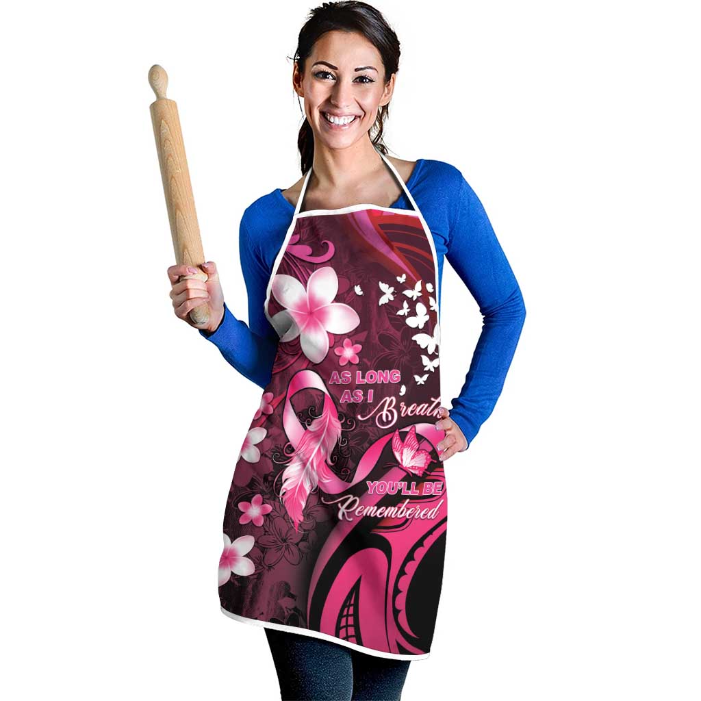 Memorial Breast Cancer Awareness Apron Plumeria Floral Tribal Pattern LT05 - Polynesian Pride