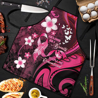 Memorial Breast Cancer Awareness Apron Plumeria Floral Tribal Pattern LT05 Black - Polynesian Pride
