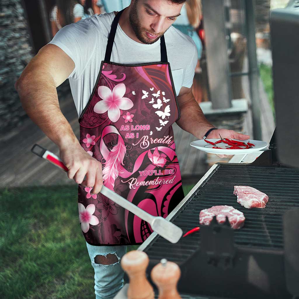 Memorial Breast Cancer Awareness Apron Plumeria Floral Tribal Pattern LT05 - Polynesian Pride