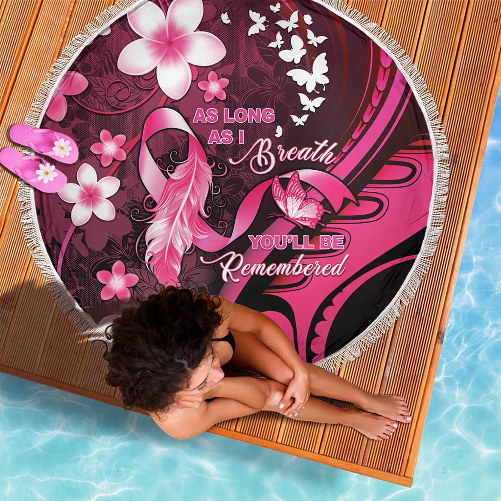 Memorial Breast Cancer Awareness Beach Blanket Plumeria Floral Tribal Pattern LT05 - Polynesian Pride