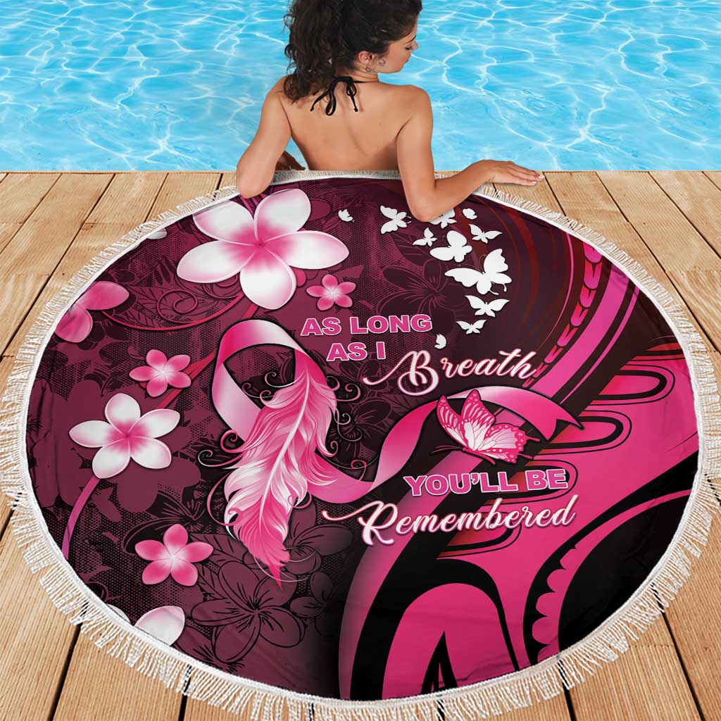 Memorial Breast Cancer Awareness Beach Blanket Plumeria Floral Tribal Pattern LT05 - Polynesian Pride