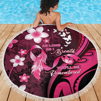 Memorial Breast Cancer Awareness Beach Blanket Plumeria Floral Tribal Pattern LT05 - Polynesian Pride