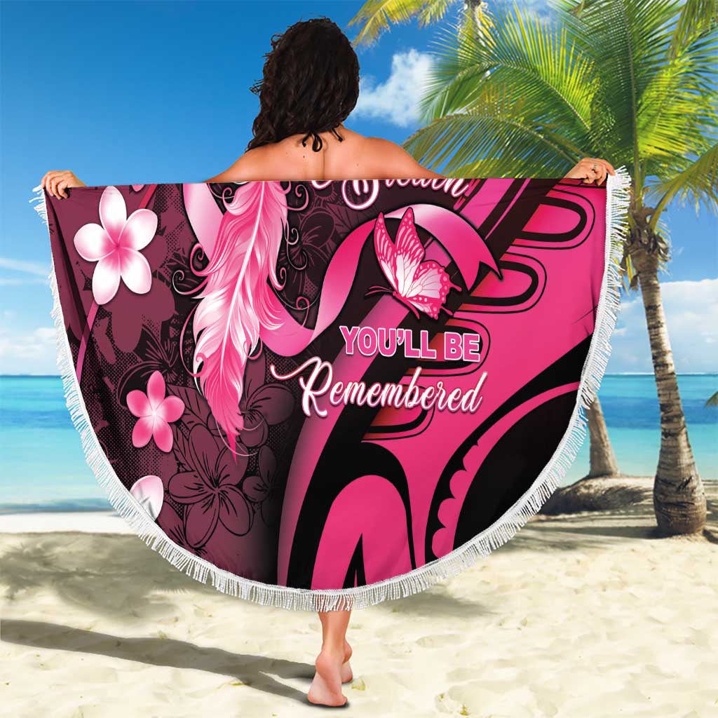 Memorial Breast Cancer Awareness Beach Blanket Plumeria Floral Tribal Pattern LT05 - Polynesian Pride