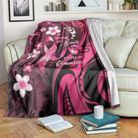 Memorial Breast Cancer Awareness Blanket Plumeria Floral Tribal Pattern LT05 Black - Polynesian Pride