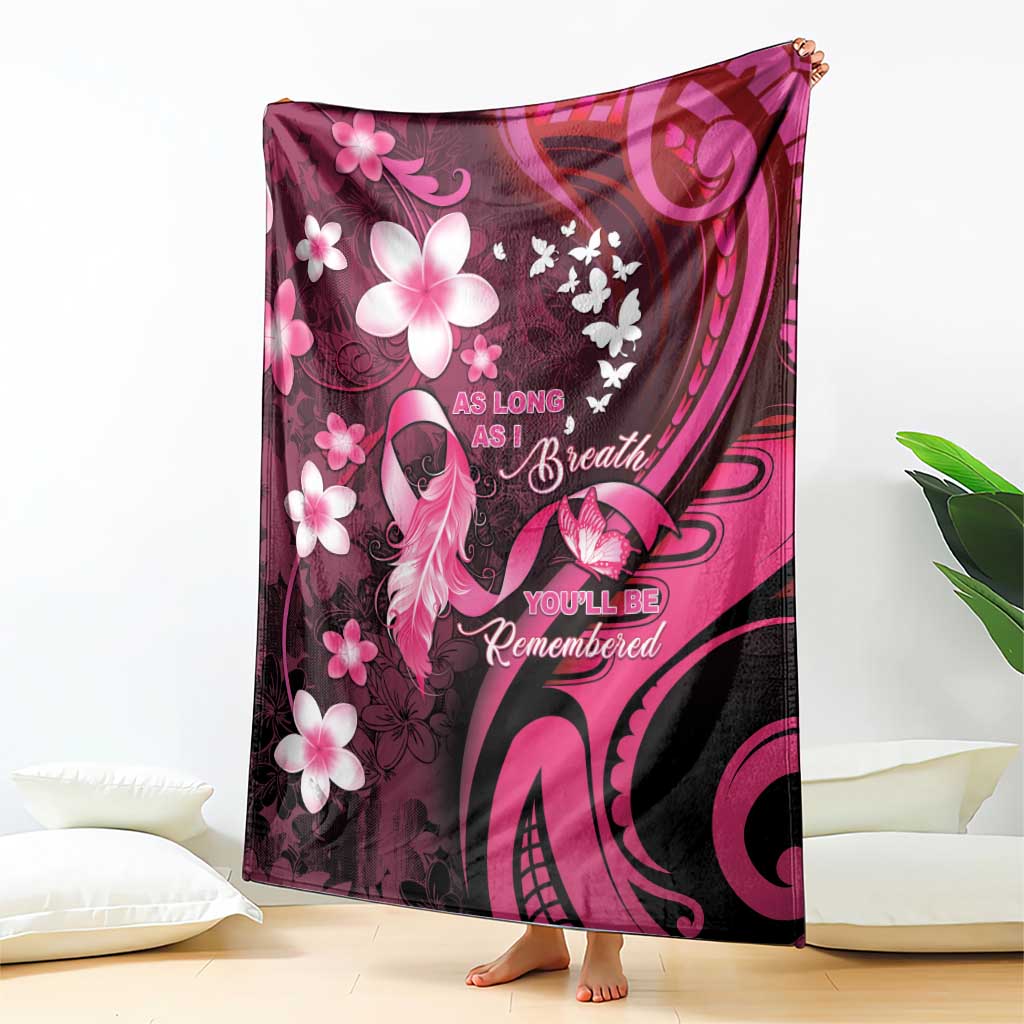 Memorial Breast Cancer Awareness Blanket Plumeria Floral Tribal Pattern LT05 - Polynesian Pride