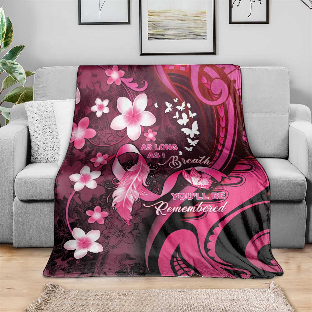 Memorial Breast Cancer Awareness Blanket Plumeria Floral Tribal Pattern LT05 - Polynesian Pride