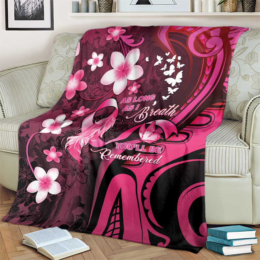 Memorial Breast Cancer Awareness Blanket Plumeria Floral Tribal Pattern LT05 - Polynesian Pride