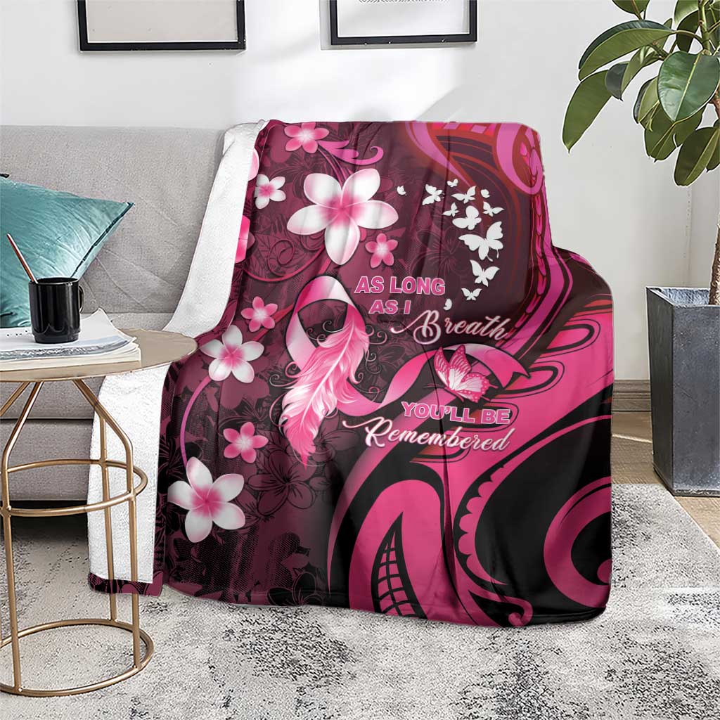 Memorial Breast Cancer Awareness Blanket Plumeria Floral Tribal Pattern LT05 - Polynesian Pride