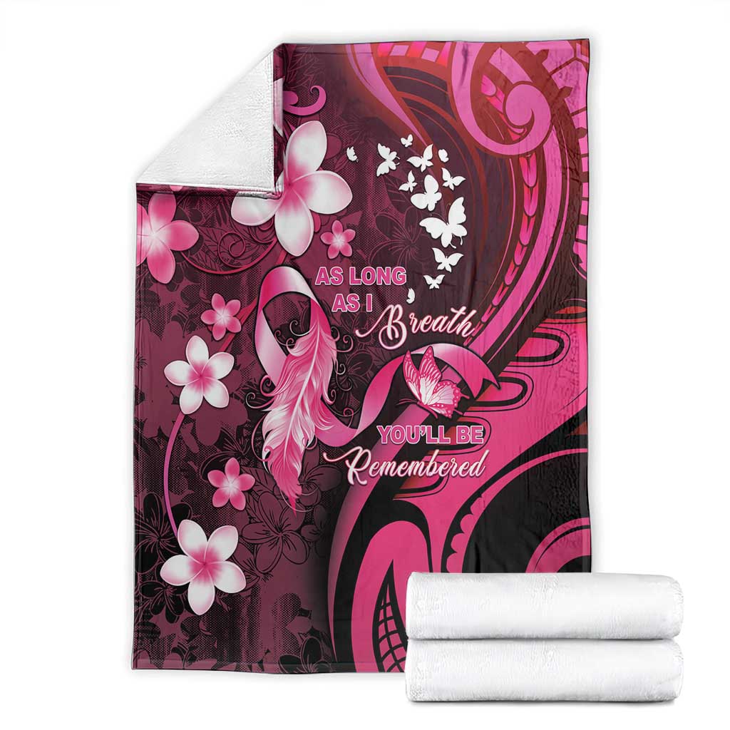 Memorial Breast Cancer Awareness Blanket Plumeria Floral Tribal Pattern LT05 - Polynesian Pride