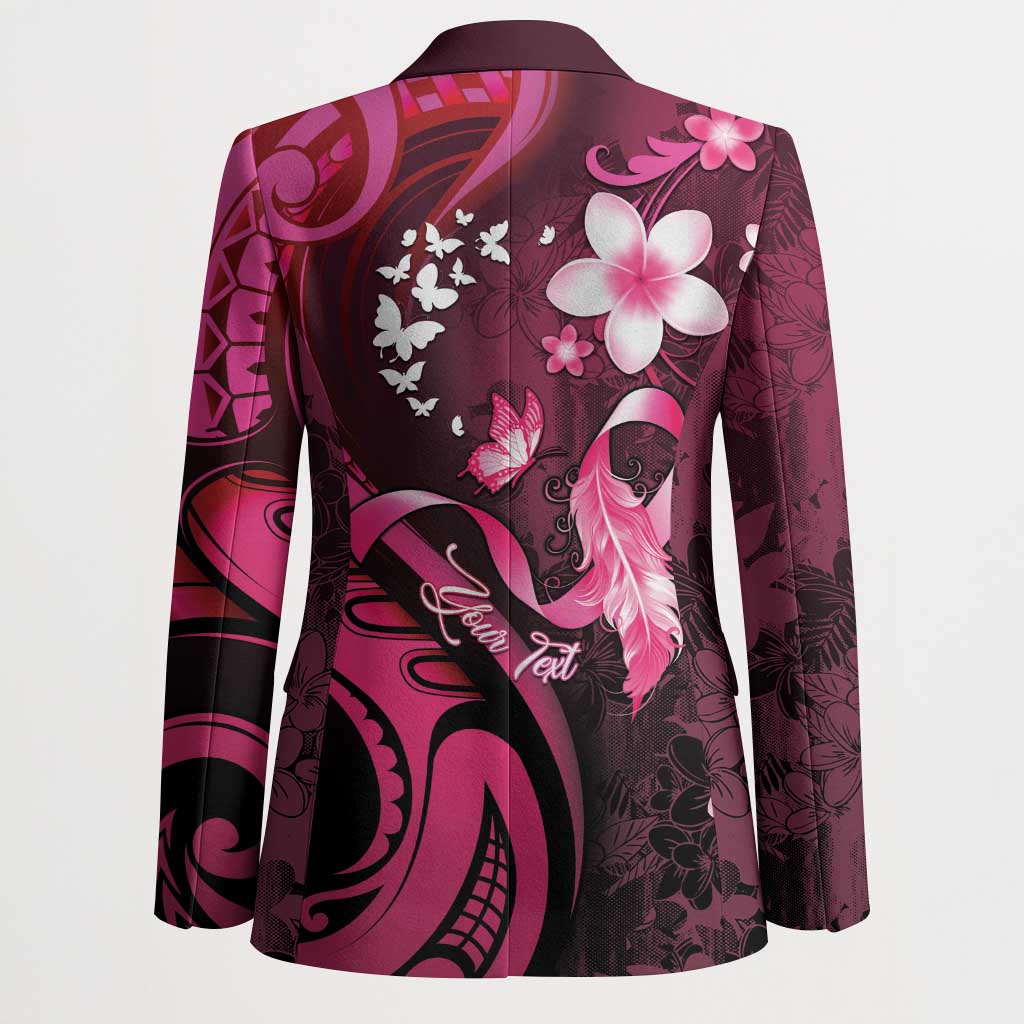Personalised Memorial Breast Cancer Awareness Blazer Plumeria Floral Tribal Pattern LT05 - Polynesian Pride