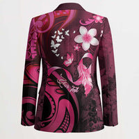 Personalised Memorial Breast Cancer Awareness Blazer Plumeria Floral Tribal Pattern LT05 - Polynesian Pride